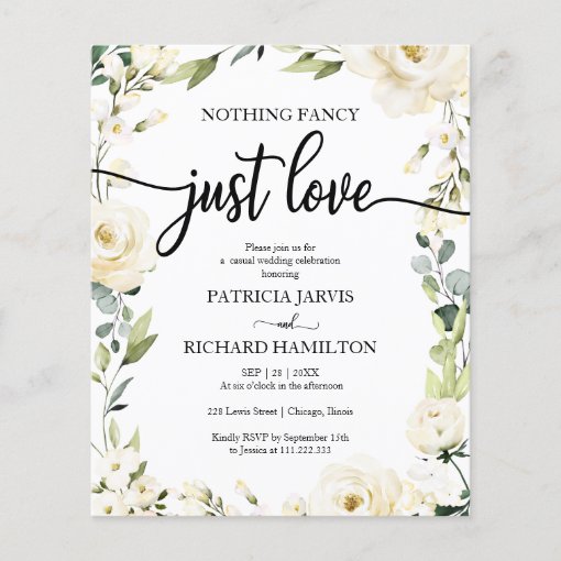 Nothing Fancy Floral Cheap Wedding Invitation Zazzle