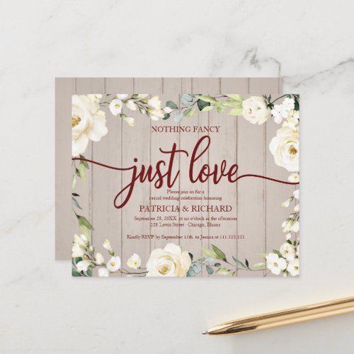 Nothing Fancy Floral Cheap Wedding Invitation