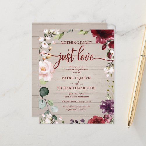 Nothing Fancy Inexpensive Wedding Invitations