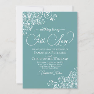 Nothing Fancy Just Love Aqua Teal Wedding Invitation