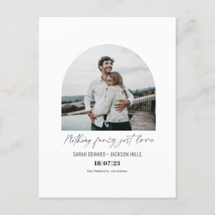 Nothing fancy just love arched photo elopement announcement postcard