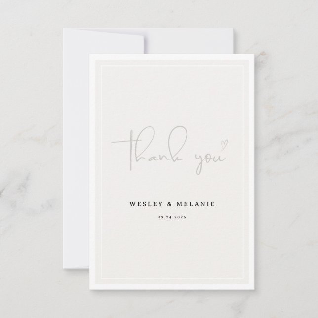 Nothing Fancy Just Love Beige Elegant Wedding Thank You Card (Front)