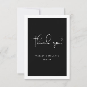 Nothing Fancy Just Love Black Elegant Wedding Thank You Card