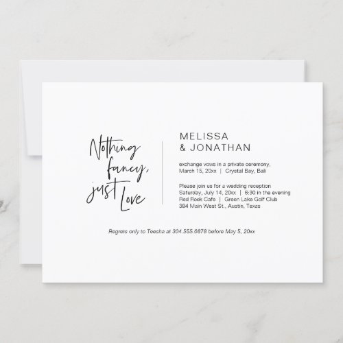 Nothing Fancy Just Love Black Elopement Invitation