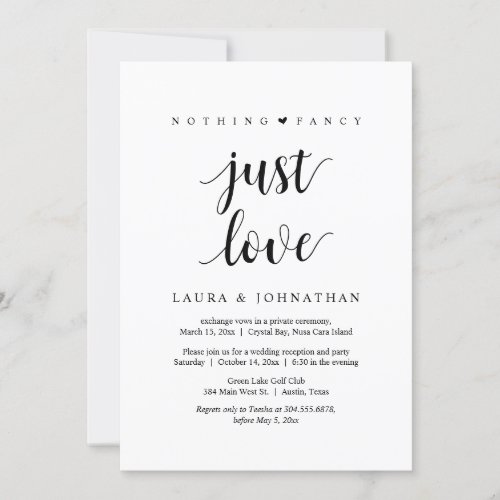 Nothing Fancy Just Love Black Elopement Party In Invitation