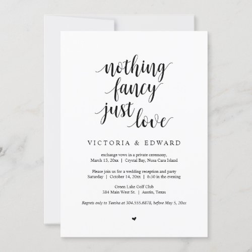 Nothing Fancy Just Love Black Elopement Party In Invitation