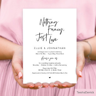 Nothing Fancy Just Love, Black, Wedding Elopement  Invitation