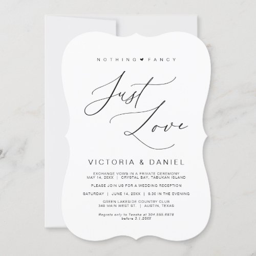 Nothing Fancy Just Love Black Wedding Elopement Invitation