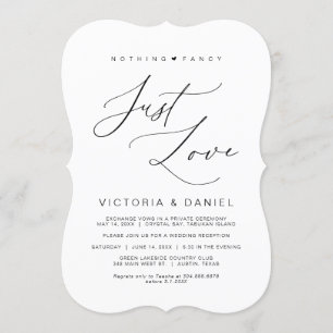 Nothing Fancy Just Love, Black, Wedding Elopement Invitation