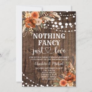 Nothing Fancy Just Love Boho Fall Wedding Invitation