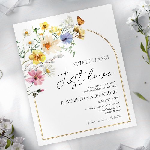 Nothing Fancy Just Love  Boho Wedding Invitation