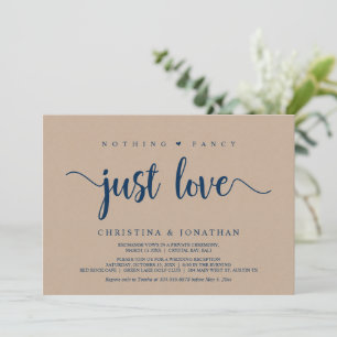 Nothing Fancy, Just Love, Brown Kraft Elopement In Invitation