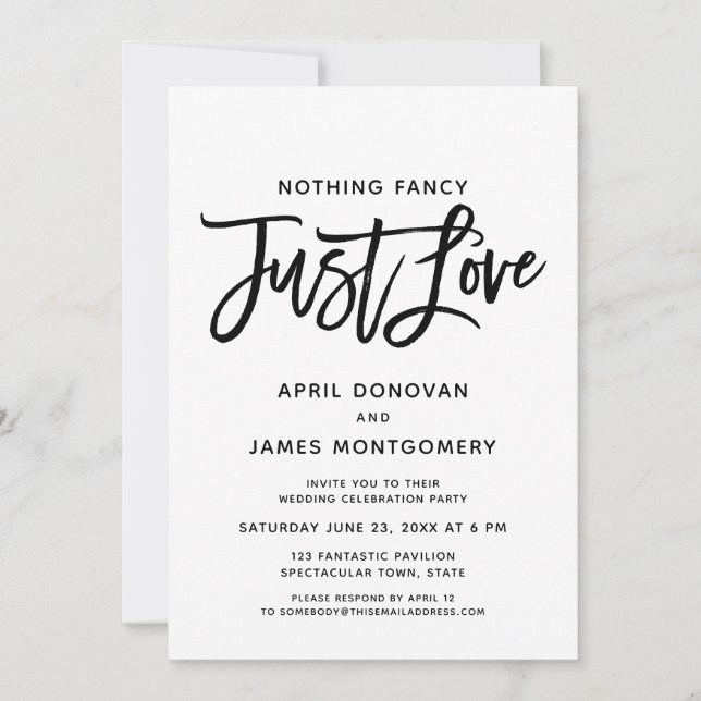 Nothing Fancy Just Love Brush Typography Invitation (Front)