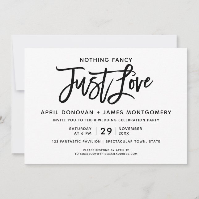 Nothing Fancy Just Love  Brush Typography Invitation (Front)