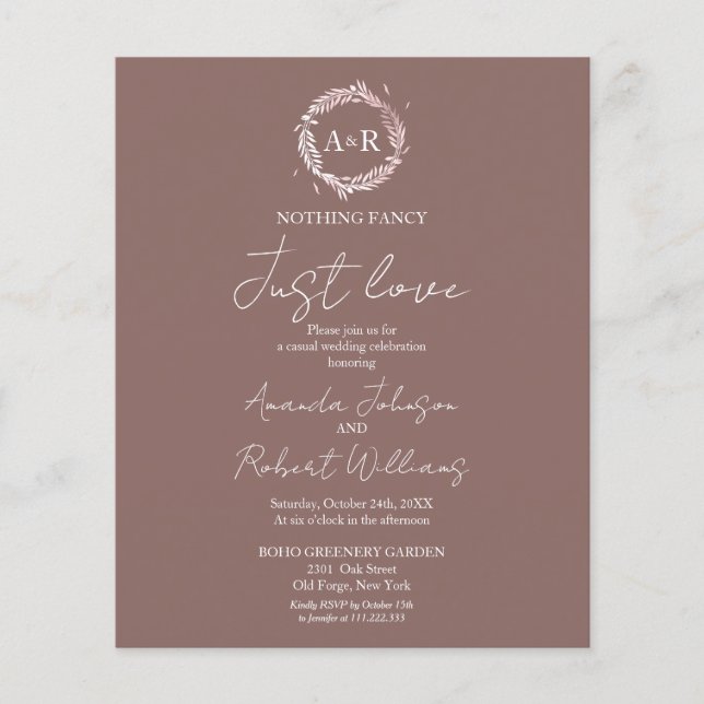 Nothing Fancy Just Love Budget Wedding Invitation (Front)