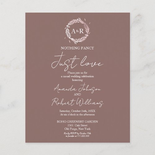 Nothing Fancy Just Love Budget Wedding Invitation