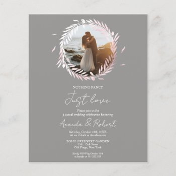 Nothing Fancy Just Love Budget Wedding Invitation by LitleStarPaper at Zazzle