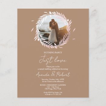 Nothing Fancy Just Love Budget Wedding Invitation by LitleStarPaper at Zazzle