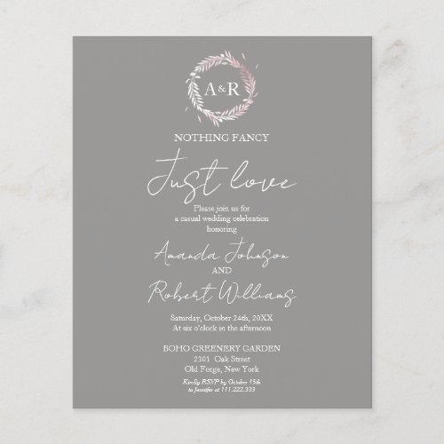 Nothing Fancy Just Love Budget Wedding Invitation