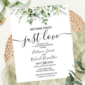 Nothing Fancy Just Love Budget Wedding Invitation by StampsbyMargherita at Zazzle