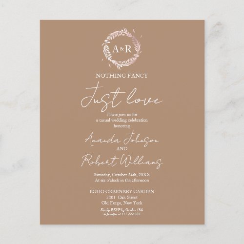 Nothing Fancy Just Love Budget Wedding Invitation