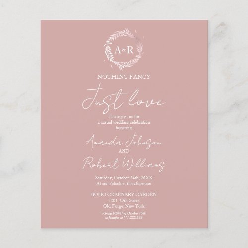 Nothing Fancy Just Love Budget Wedding Invitation