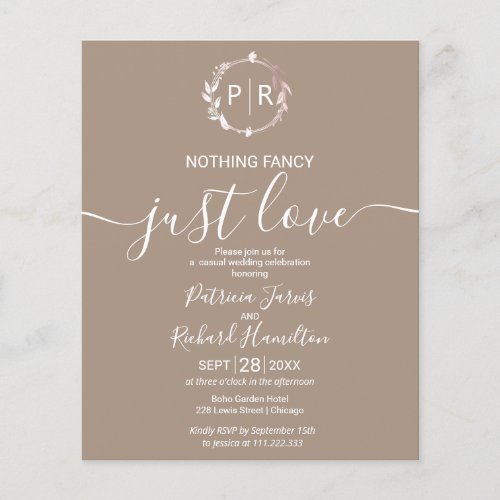 Nothing Fancy Just Love Budget Wedding Invitation