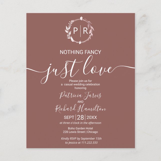 Nothing Fancy Just Love Budget Wedding Invitation (Front)