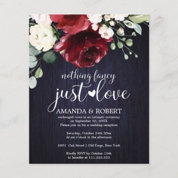 Nothing Fancy Just Love Budget Wedding Invitations by LitleStarPaper at Zazzle