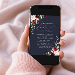 Nothing Fancy Just Love Burgundy Blush Navy Blue Invitation