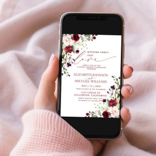 Nothing Fancy Just Love Burgundy Casual Wedding Invitation