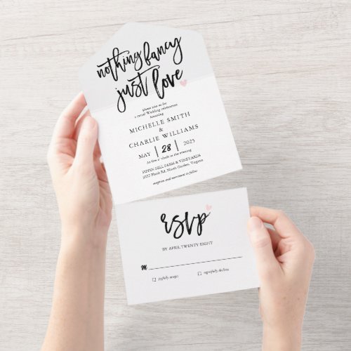 Nothing fancy just love casual Wedding Celebration All In One Invitation