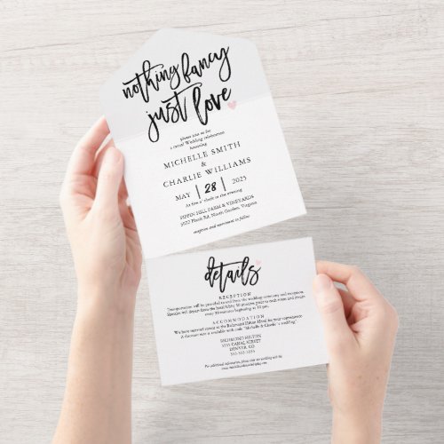 Nothing fancy just love casual Wedding Ceremony All In One Invitation