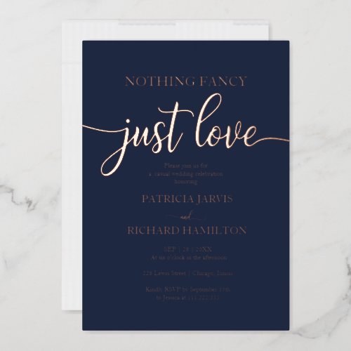 Nothing Fancy Just Love Casual Wedding Foil Invitation