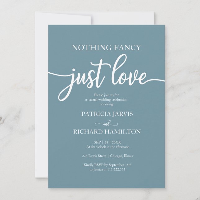 Nothing Fancy Just Love Casual Wedding Invitation (Front)