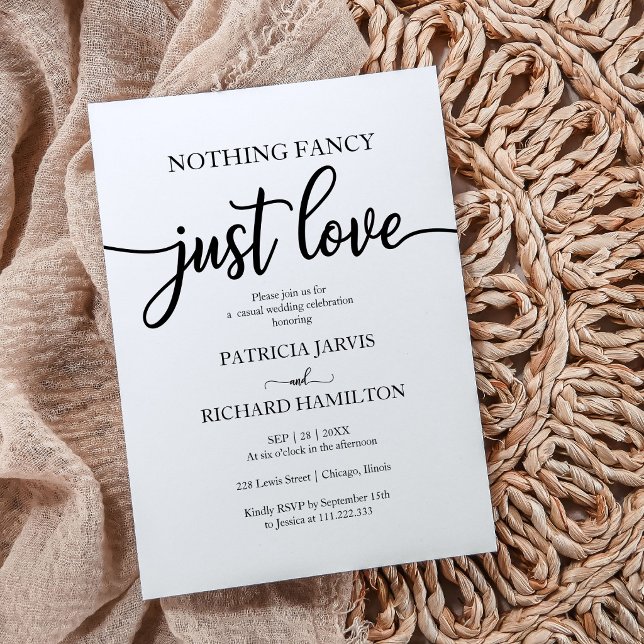 Nothing Fancy Just Love Casual Wedding Invitation (Creator Uploaded)