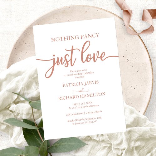 Nothing Fancy Just Love Casual Wedding Invitation