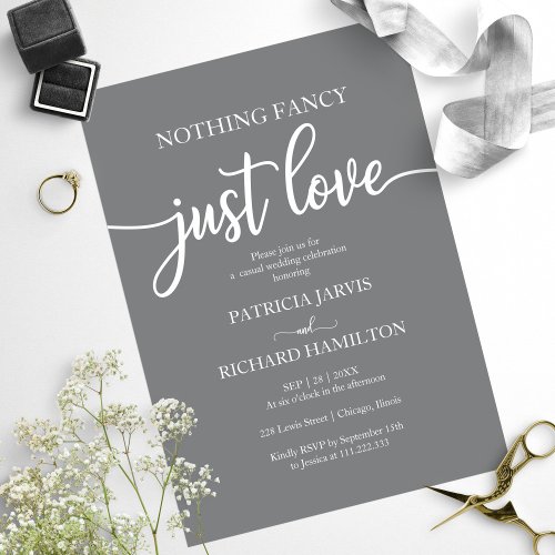 Nothing Fancy Just Love Casual Wedding Invitation