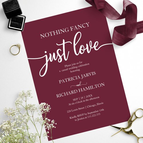 Nothing Fancy Just Love Casual Wedding Invitation