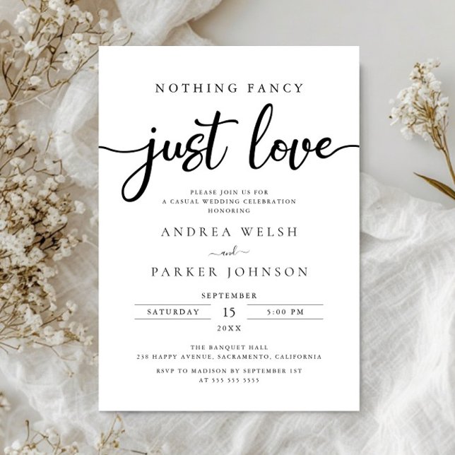 Nothing Fancy Just Love Casual Wedding Invitation (Creator Uploaded)