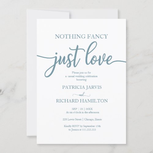 Nothing Fancy Just Love Casual Wedding Invitation