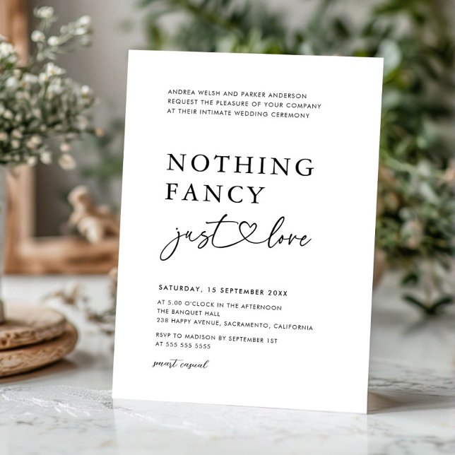 Nothing Fancy Just Love Casual Wedding Reception Invitation (Creator Uploaded)