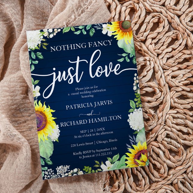 Nothing Fancy Just Love Casual Wedding Sunflowers Invitation (Creator Uploaded)