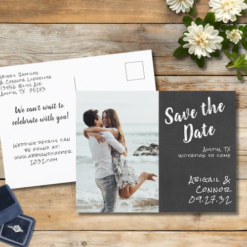 Nothing Fancy Just Love Chalkboard Save the Date Announcement Postcard