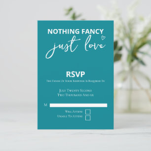 Nothing Fancy Just Love Colorful Retro 70s Wedding RSVP Card