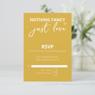 Nothing Fancy Just Love Colorful Retro 70s Wedding RSVP Card