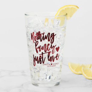 Nothing Fancy Just Love Dark Crimson Red Wedding Glass