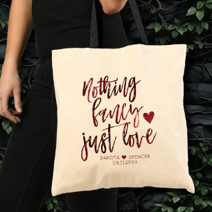 Nothing Fancy Just Love   Dark Crimson Red Wedding Tote Bag