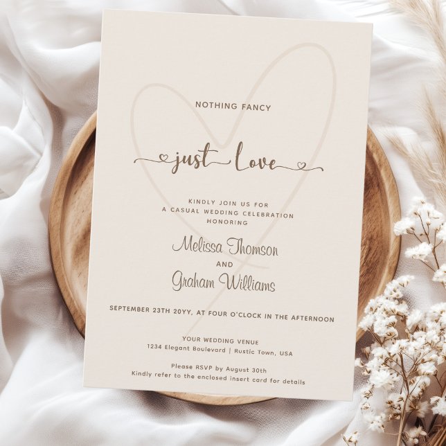 Nothing fancy Just Love desert beige wedding Invitation (Creator Uploaded)