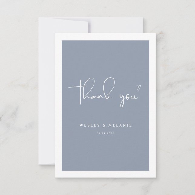 Nothing Fancy Just Love Dusty Blue Elegant Wedding Thank You Card (Front)
